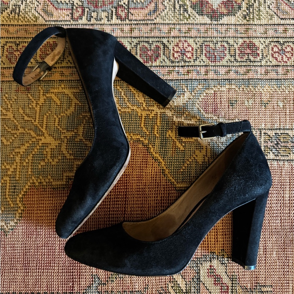 Madewell removable ankle strap suede heels